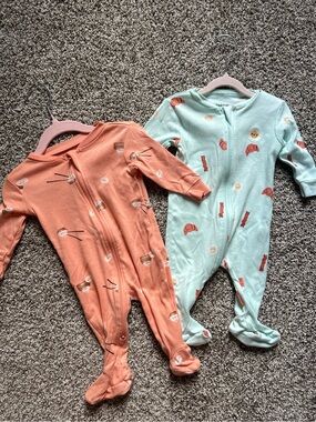 Bundle of 2 Zip Sleeper Onsies with Food Print